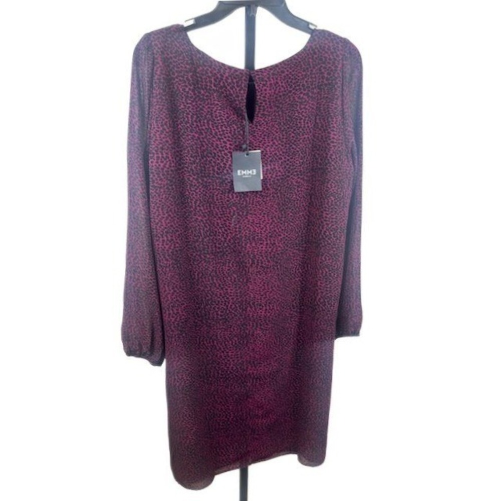 New EMME‎ Marella Dress Purple Black Animal Print Long Sleeve Sheath Size 10